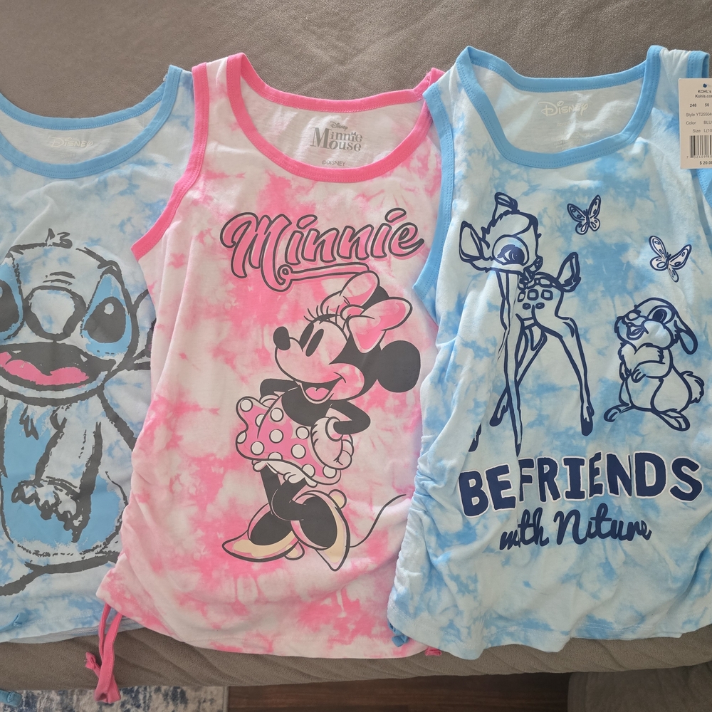 Disney Pink and Blue Minnie Mouse Tank Tops